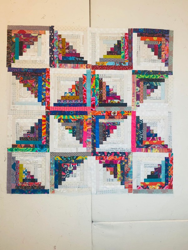 Laurie B. L.'s Finished GO! Scrappy Star Log Cabin Quilt