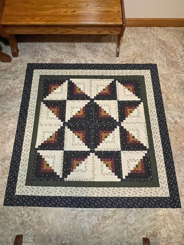 Rose T. W.'s Finished GO! Scrappy Star Log Cabin Quilt