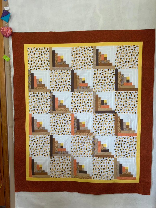 Sue F.'s Finished GO! Scrappy Star Log Cabin Quilt